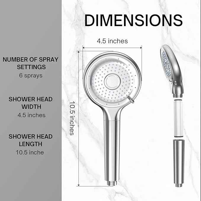 FEELSO Filtered Shower Head with Handheld, High Pressure 6 Spray Mode Showerhead with Filter, 15 Stages Water Softener Filters Beads for Hard Water-Remove Chlorine, Reduce Dry Itchy Skin, Extra Filter