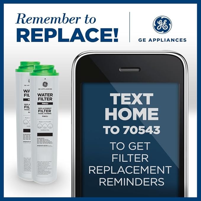 GE Under Sink Water Filter Replacement, Dual Flow, Reduces Sediment, Rust & Other Impurities, Fits GXK255TBN Under Sink Filtration System, Replace Every 6 Months, FQK2J, 2 Filters (Pack of 3)