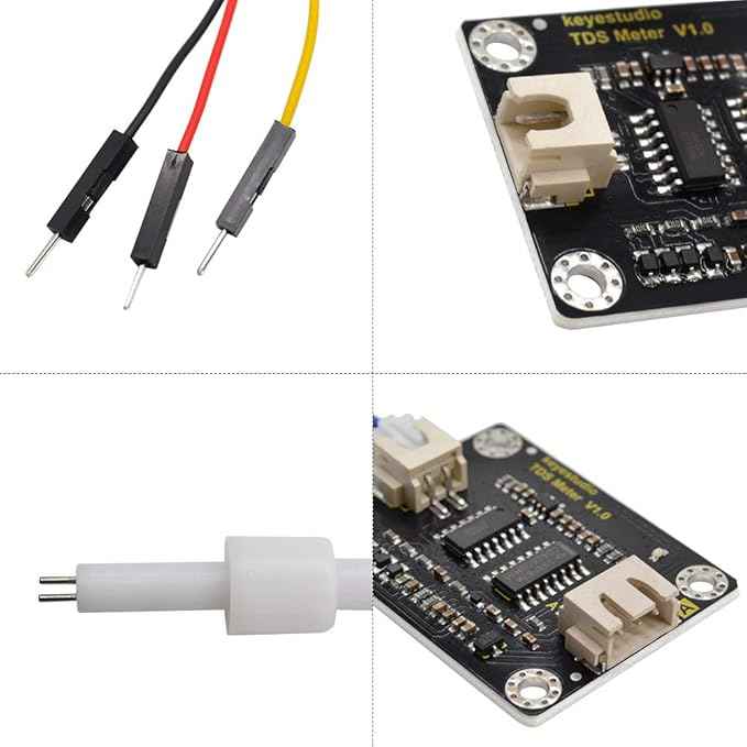 KEYESTUDIO TDS Meter Probe Water Quality Monitoring V1 Sensor Module with XH2.54-3Pin Jumper Wire Connector for Arduino
