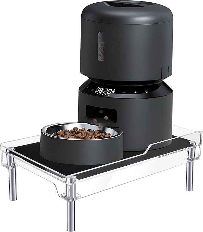 Beautyflier Raised Dog Feeder Stand Elevated Holder for Automatic Cat & Dog Feeders Pet Water Bowl Dispenser Stand Adjustable Fits Small Jugs Holds 5KG, Black (Holder ONLY)