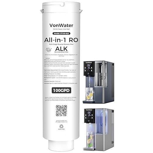 CT100-ALK Replacement Filter | 𝐀𝐥𝐤𝐚𝐥𝐢𝐧𝐞 pH+ RO Filter Cartridge for CT910/C5/CT910G Series | 100GPD 12-24 Months | NSF/ANSI372,42,58 Standards, Reduce TDS PFAS (CT100-ALK)