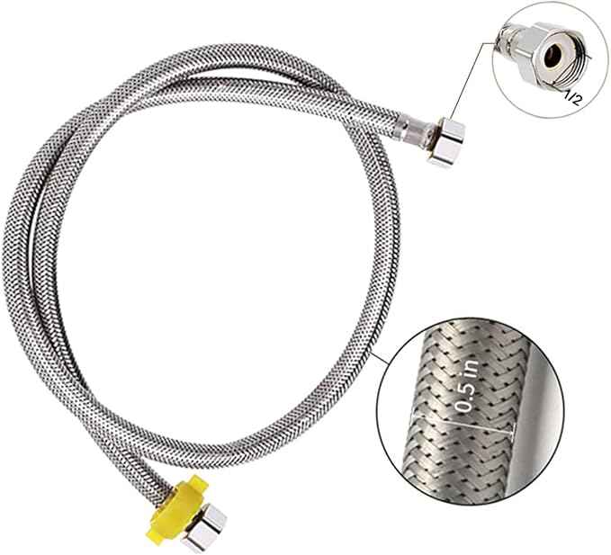 Automatic Water Bowl 304 Stainless Steel Pet Water Dispenser Dog, Feeder Waterer for Large Dogs with 40 Inch Steel Hose, 2 Float Valve, Copper Connector Adapter, 2 Bolts (with Drainage Hole)