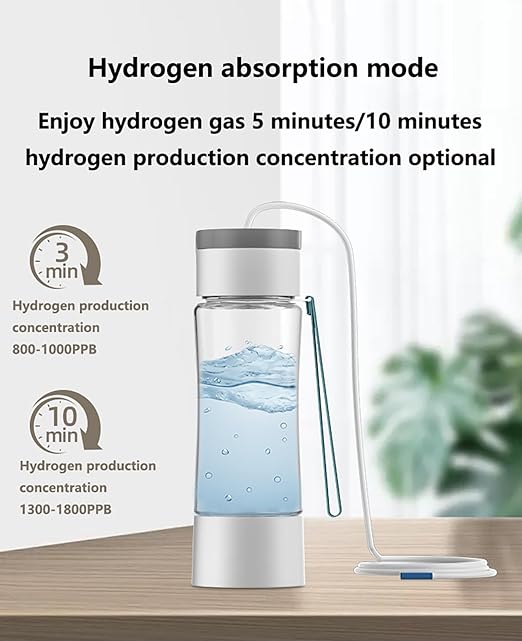 Smart Hydrogen Water Bottle Generator – 450ml Portable PEM Hydrogenated Water Bottle with Tritan+ | Rechargeable Molecular Hydrogen Water Machine for Travel, Fitness, and Home Use