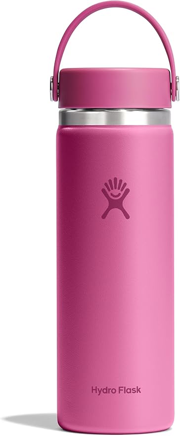 Hydro Flask Water Bottle - Insulated Stainless Steel - Wide Mouth Flex Lid, Non Spill, Leakproof and Refillable in 20 Oz Reef Pink