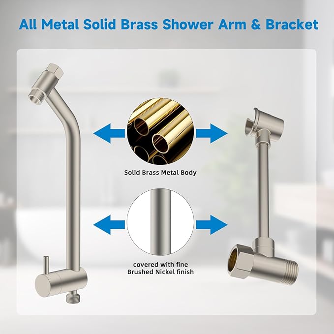 Filtered Shower Heads, All Metal Dual Shower Head Easy Reach Handheld Spary Combo, 3-Way High Pressure 70 Mode Rainfall Showerhead, 71" Hose, Shower Bracket, 20 Stage Shower Filter, Brushed Nickel