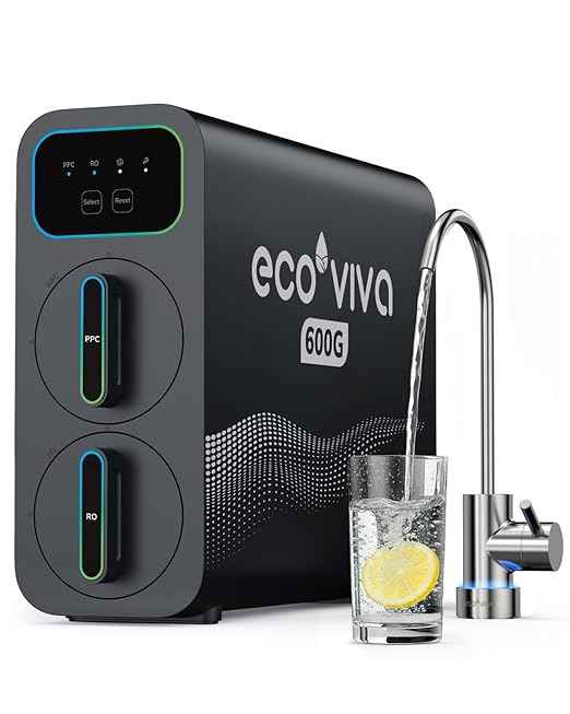 E6 600GPD Compact Reverse Osmosis System, 9 Stage Tankless RO System Under Sink Water Filter, Simple Installation, 600 GPD Fast Flow, High Pure to Drain, RO Filtration Water Purification