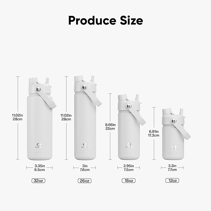 Kids Insulated Water Bottle with Straw - 12oz Stainless Steel Water Bottle with Dual Spouts, Leak-Proof, BPA-Free, Double Wall Vacuum Keeps Cold for 24 Hours for Sports, Travel, School (Polar White)