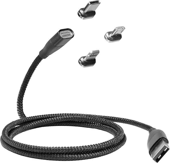BoxWave Cable Compatible with LARQ Bottle PureVis 17 oz - MagnetoSnap PD AllCharge Cable (100W), Magnet Charging Braided USB Type-C Micro - Jet Black