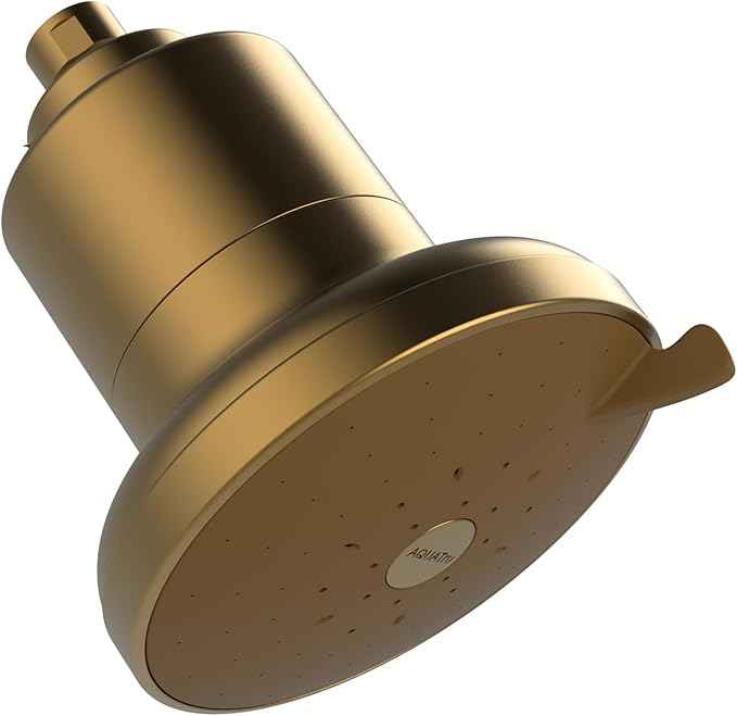 AquaTru Shower - Advanced Shower Filter Removes Impurities from Hard Water to Support Healthy Skin, Scalp, Hair, Reduce Breakage, and Enhance Your Beauty and Self-Care Routine (Brushed Gold)