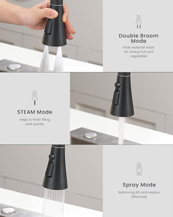 APPASO Touchless Kitchen Faucet, Matte Black Hands Free Kitchen Sink Faucet with Soap Dispenser and Pull Down Sprayer 3 Modes, Activated Motion Sensor Faucets for Kitchen Sink, S304 Stainless Steel
