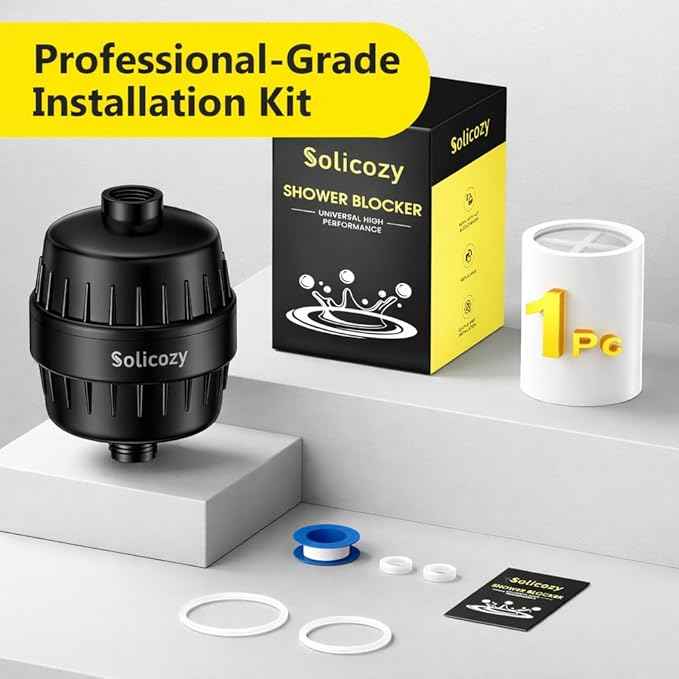 Next-Gen Shower Filter - SoliCozy Shower Water Filter, Water Softener Shower Head Filter, Reduces Dry Itchy Skin, Dandruff, Eczema, and Dramatically Improves The Condition of Your Skin, Hair and Nails