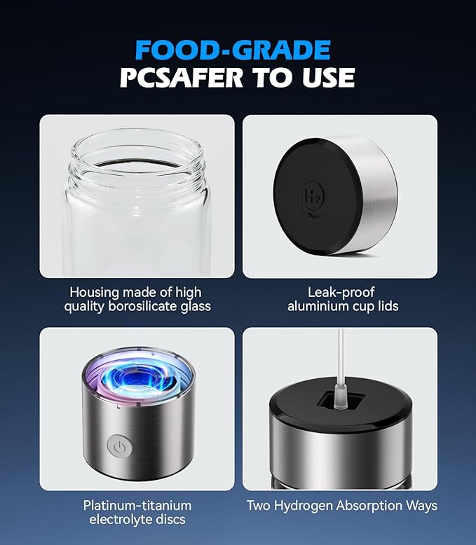 4.0 Upgrade Hydrogen Water Bottle & Hydrogen Absorption 【SGS Certification - 5000PPB】【NO.1-100% Odorless】 Hydrogen Water Bottle - 2025 SPE PEM Technique, Double Hydrogen Content
