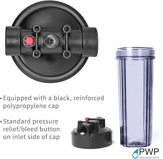 Sediment Water Filtration System with Clear 2.5X 10" Housing 3/4 "Ports, Removes Dirt, Sand, Silt and Rust