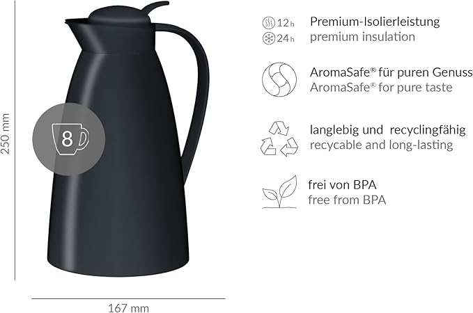 Alfi 825010100 Eco Vacuum Flask, White Plastic, 1 Litre, Plastic, Black, 1,0 l
