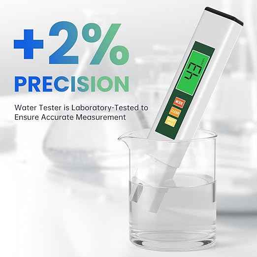 TDS Water Tester, 4 in 1 TDS Meter Digital Water Tester for Drinking Water, Professional 0-9990ppm PPM EC & Temp Water TDS Meter for Home & Travel Regular Water Quality Testing White & Green 6 in