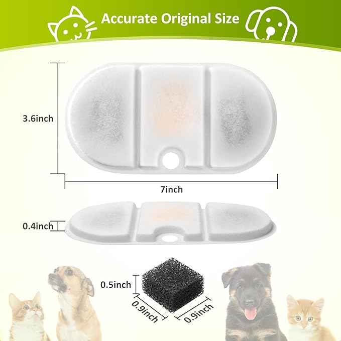 8 Pack Replacement Filters for Capsule Cat Water Fountain PLWF002, ZEKIRY Cat Water Filter Replacement, Triple Filtration Pet Water Fountain Filters