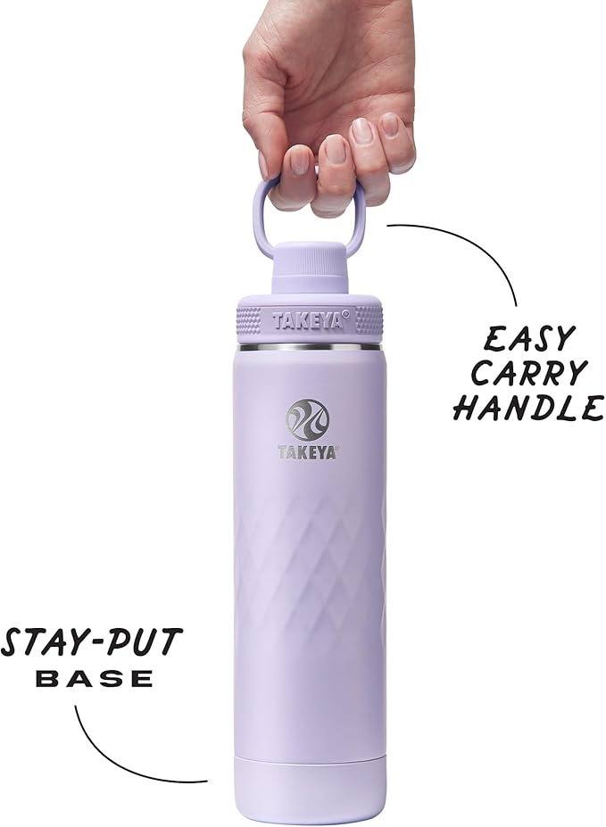 Takeya Sport 22 oz Triple-Insulated Stainless Steel Water Bottle, Spout Lid – Leakproof, Sweatproof, BPA-Free, Keeps Drinks Cold 36 Hrs, Hot 14 Hrs – Moonlight
