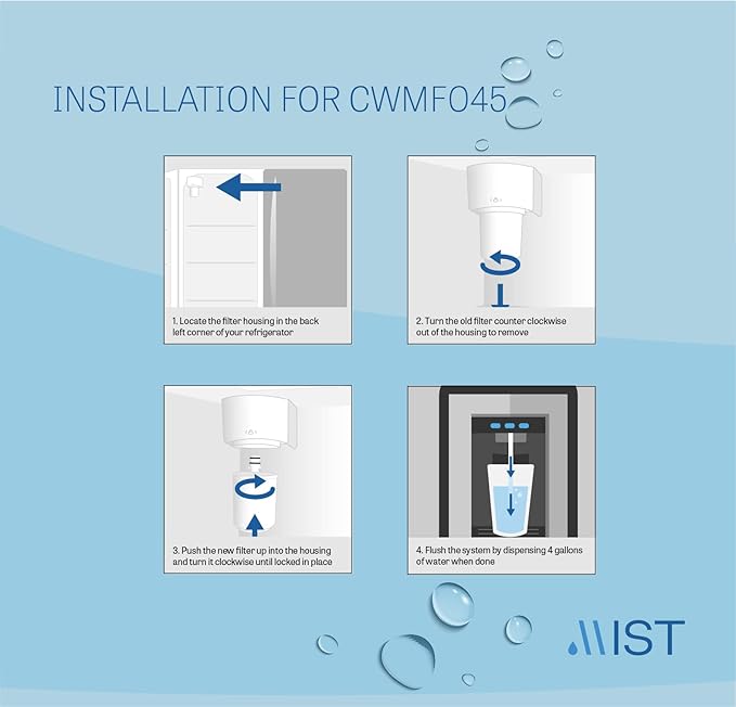 Mist 5231JA2002A Refrigerator Water Filter Replacement for LG LT500P, ADQ72910911, Kenmore 9890, Fridge LFX25974ST – NSF 42 Certified – 2 Pack