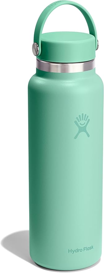 Hydro Flask Water Bottle - Insulated Stainless Steel - Wide Mouth Flex Lid, Non Spill, Leakproof and Refillable in 40 Oz Mermaid Green