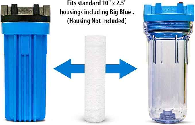 Harrington HVV5-10N 5 Micron 10" x 2.5" Premium Sediment Water Filter Replacement Cartridge - Made in USA - for Any Standard RO Unit | Whole House Sediment Filtration (Pack of 2)
