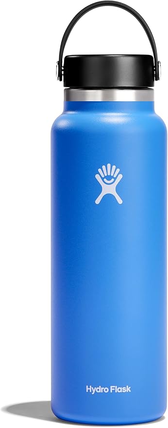 Hydro Flask Water Bottle - Insulated Stainless Steel - Wide Mouth Flex Lid, Non Spill, Leakproof and Refillable in 40 Oz