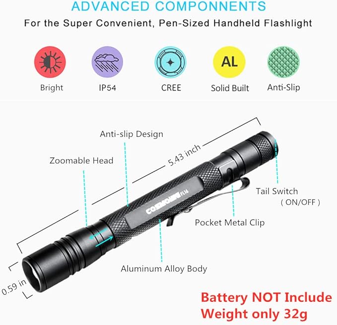 UV Flashlight, 395nm Black Light Pen, LED IPX4 Waterproof Urine Detector for Pet Urine, Cat Dog Stains, Bed Bugs, Night Fishing, Travel