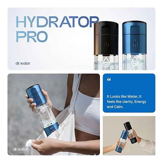 Hydrogen Water Bottle - 6X More Hydrogen Concentration - 6000PPB Hydrogen Water Bottle Generator - Portable Hydrogen Water Machine | Certified H2 Generator - Hydrator Pro Black
