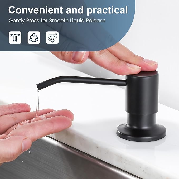 Kitchen Faucet with Pull Down Sprayer: ALEASHA Waterfall Kitchen Sink Faucet with Soap Dispenser, 3 Modes 360° Swivel Single Handle Tap for RV/Bar, Matte Black Single Hole Brass Pull Out Modern Tap