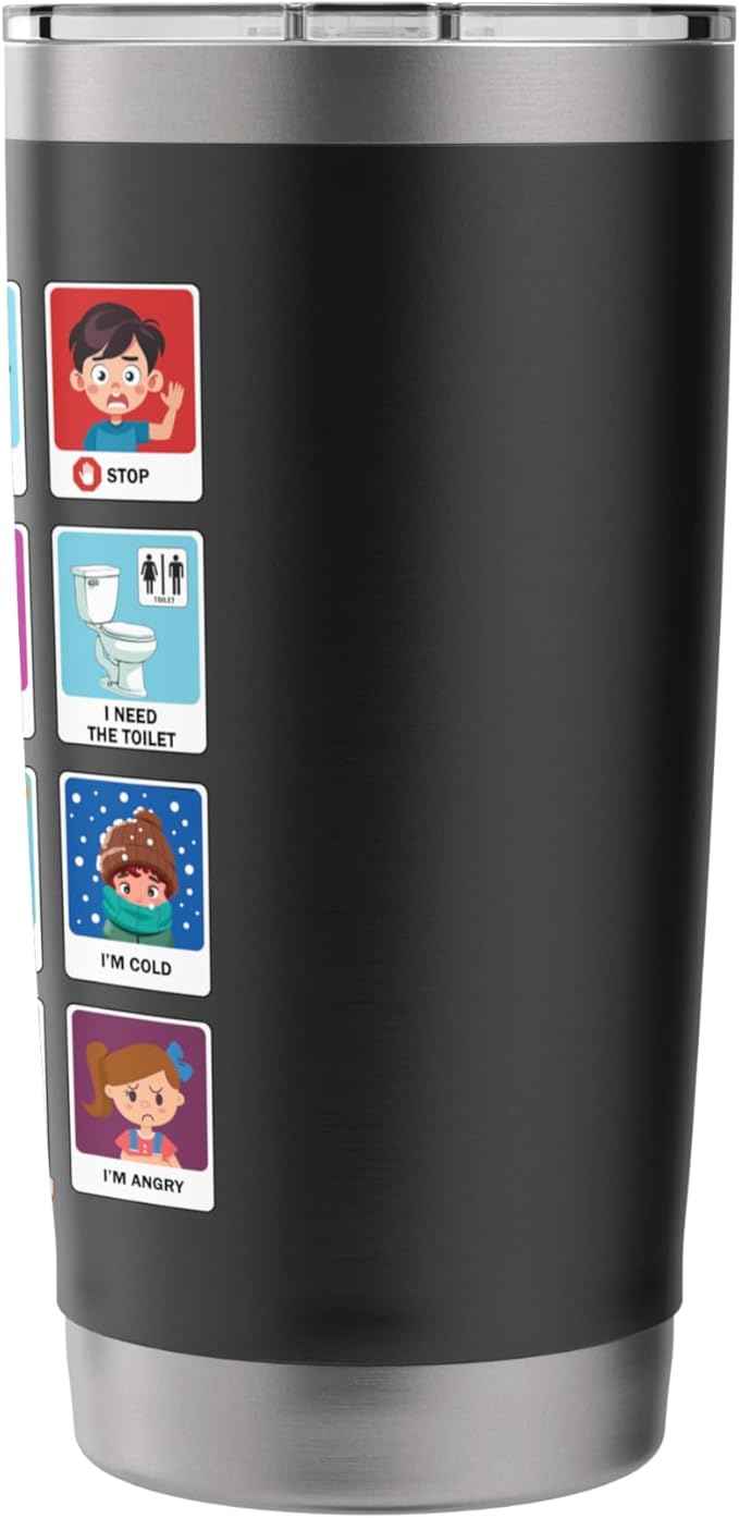 Autism Communication Cards Kids Emotions Speech Therapy AAC Stainless Steel Insulated Tumbler