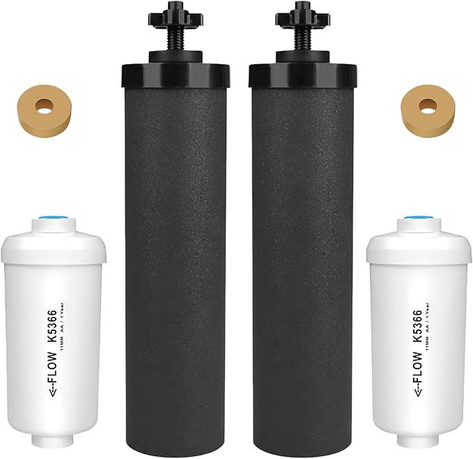 Gravity Water Filter Replacement for Berkey®, 4-Pack Purification Elements - 2 BB9-2® Black Carbon & 2 PF-2® Fluoride Filters, Compatible with Berkey® Gravity Filtration Systems