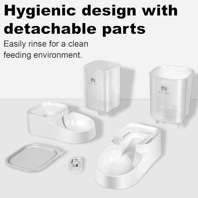 Marchul Dog Feeder, Gravity Cat Feeder and Water Dispenser Set, Automatic Pet Food Bowl and Waterer Large Capacity for Small Medium Pets Puppy Kitten Rabbit, 1 Gallon