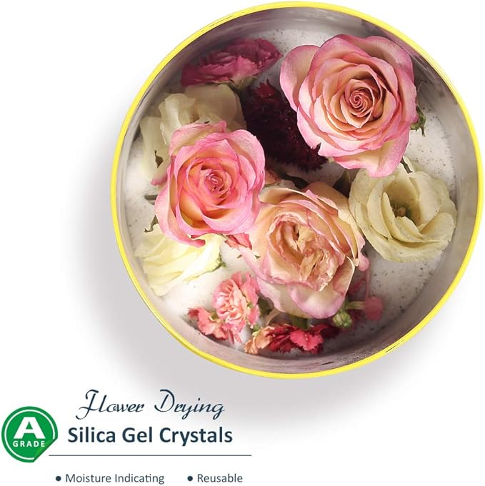 wisedry 10 LBS Silica Gel Flower Drying Crystals, 2 Packs of 5 LBS, Fine Crystals < 1mm, Color Indicating, Reusable