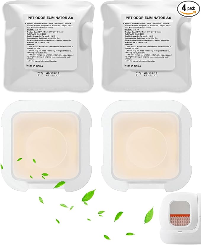 N50 2.0 Litter Box Deodorizer Compatible with PuraMax / PuraMax2 & MAX PRO Automatic Self Cleaning Cat Smell Odor Eliminator Refill, Upgraded Pet Litter Deodorizer for Home Toilet Odor Control, 4-Pack