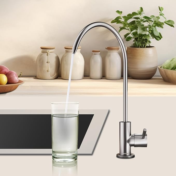 Brass Reverse Osmosis Faucet, Sink Water Filter System, Suitable for Most Reverse Osmosis or Water Filtration Systems, Kitchen bar Sink Drinking Faucet (Brushed Nickel)
