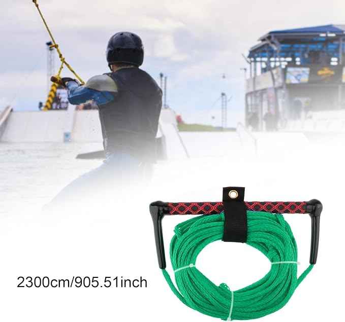 Water Ski Rope Wakeboarding Tow Line with Handle Grip Heavy Duty Water Ski Tow Rope Wakeboard for Surfing Accs, Green Rope