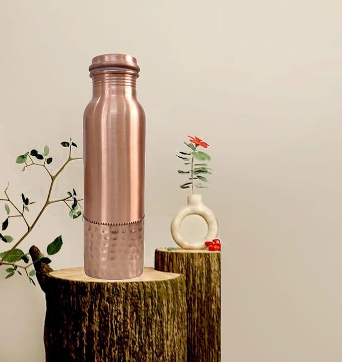 Pure Hammered Copper Water Bottle 32 oz - Drink More Water, Lower Your Sugar Intake And Enjoy the Benefits