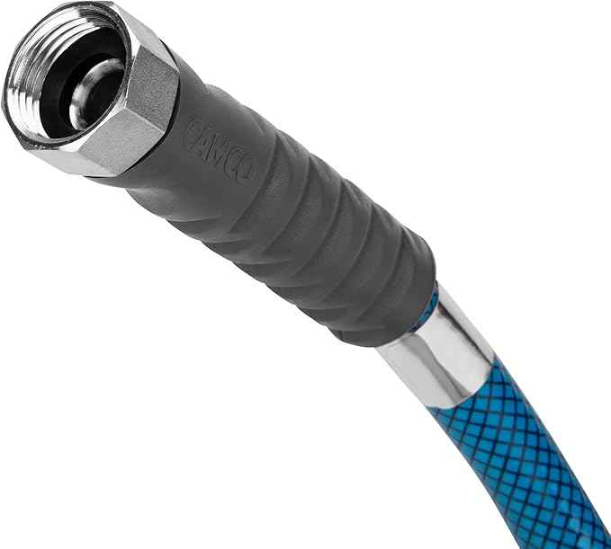 Camco TastePURE 50-Foot Premium Drinking Water Hose | Features a Heavy-Duty Reinforced PVC Construction, Machined Fittings with Strain Relief Ends, and has a 5/8-Inch Inside Diameter (21009)