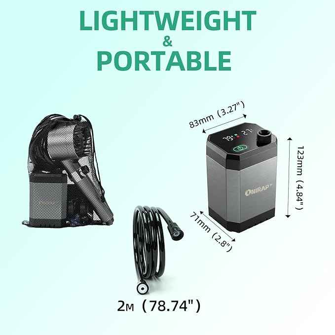 Portable Shower for Camping, Filtered Camping Shower, IPX8 Waterproof，6000mAh Rechargeable Outdoor Camp Shower Pump with LED Display, 4 Spray Modes for Hiking, Travel, Pet