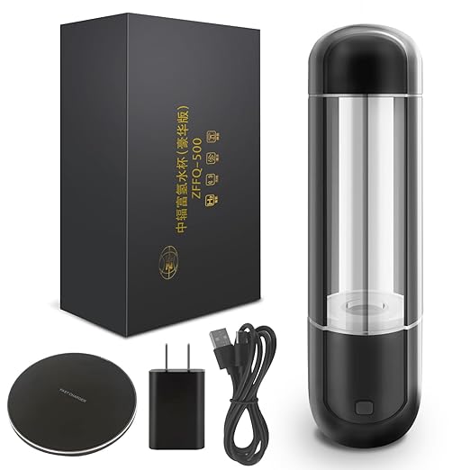 EKUL Hydrogen-Rich Water Cup, Portable Dual-use, Wireless Charging, Base Separation, LCD Display, regulating Water weak Alkaline, Applicable to Pure Water, Rapid Electrolysis Water.