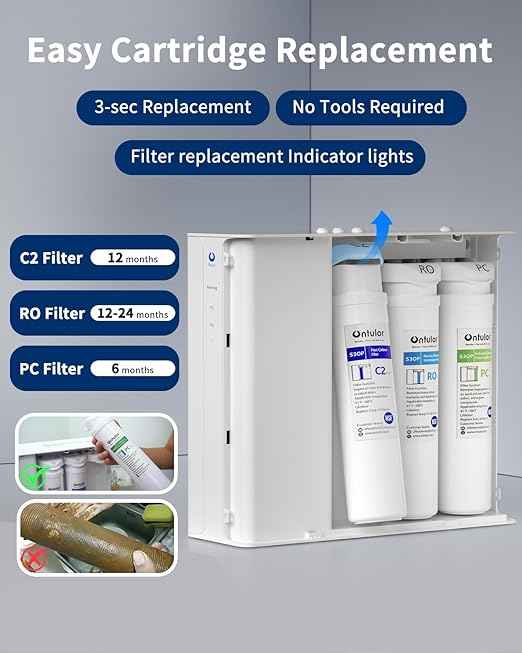 Ontulor S3OP C2 Post Carbon Filter, Improves Taste & Removes Residual Odor – Replacement Cartridge for Ontulor S3OP RO System (S3OP-With Tank-C2)