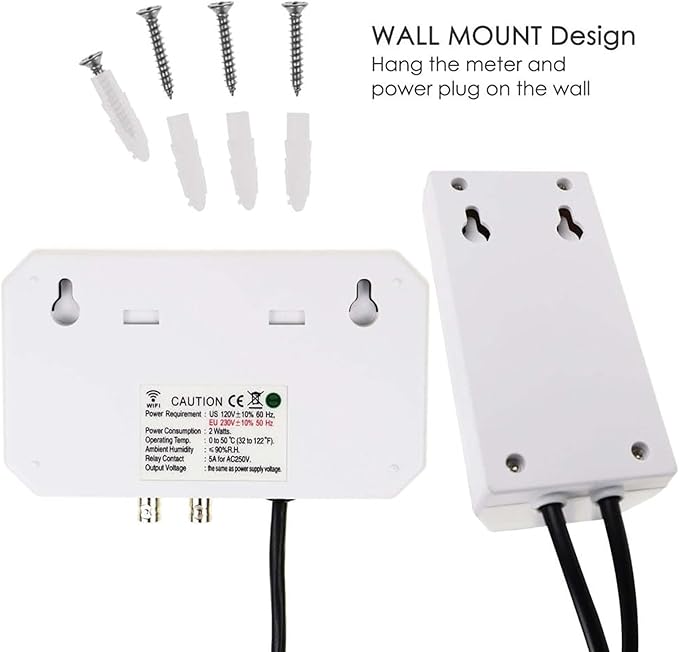 3 in 1 PH ORP Temperature Meter, Water Quality Monitor with Dual Power Socket and App, 24 Hours Smart Monitoring and Calibrate Easily, for Aquariums, Drinking Water, Hydroponics, Lab