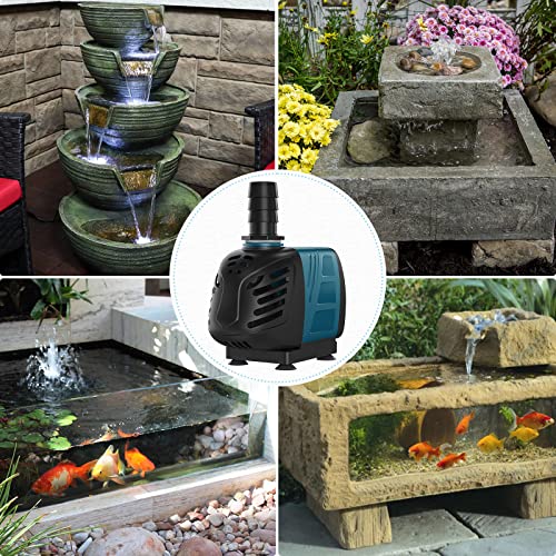 Aquarium 400 GPH Submersible and Inline Water Pump 30W 6ft High Lift AC 120 V Quiet Adjustable Return Pump with 6 ft. Power Cord for Fish Tanks Pond Waterfalls Fountains Sumps and Gardens
