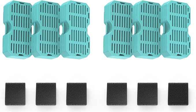 Cat Water Fountain Filters Replacement for 2.2L & 3.2L Square Stainless Steel Cat Fountains, 7L Dog Water Fountains, 6 Carbon Filters & 6 Pre-Filter Sponges, Replacement Filters Pack of 6+6