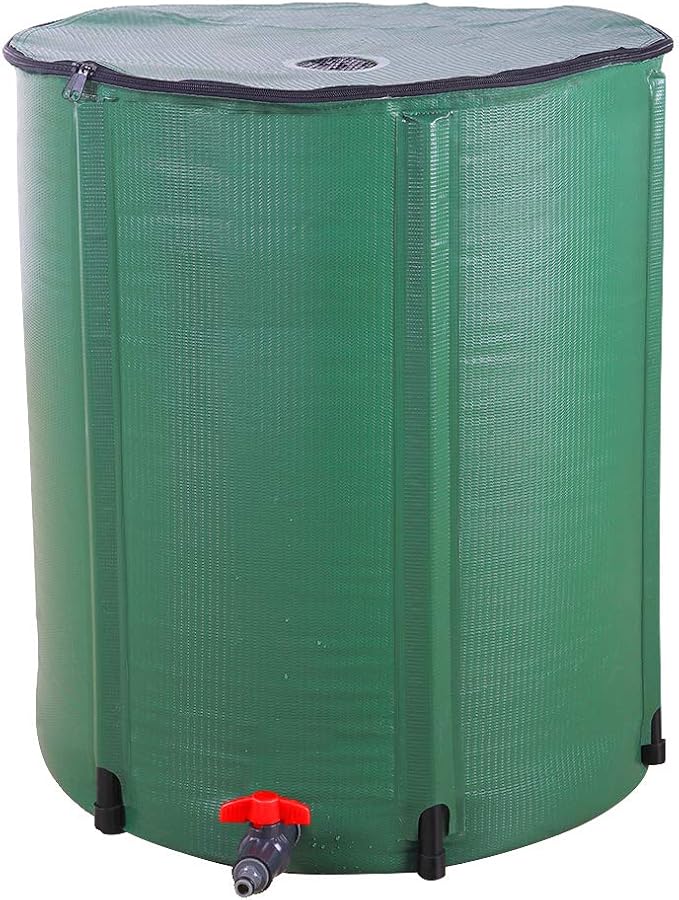 Outvita 66 Gallon Collapsible Rain Barrel, Rainwater Collection System, Portable Foldable Garden Water Storage Tank, Water Catcher with Filter Overflow Kit Faucet Green