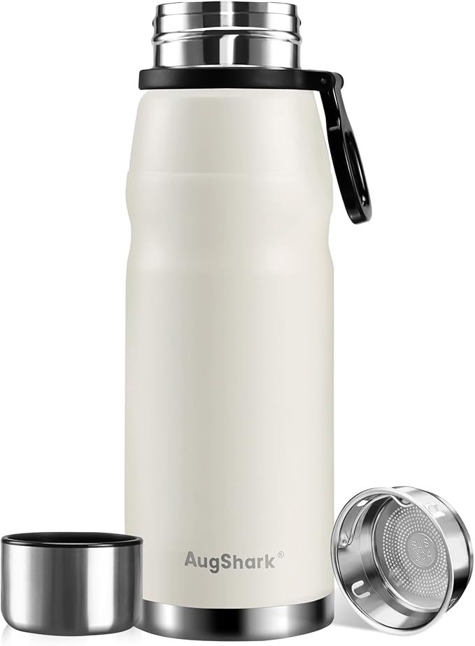 27oz Stainless Steel Insulated Water Bottle Travel Coffee Cup with Lid Leak Proof Metal Water Bottle for Hot and Cold Drink Water Flask (White)
