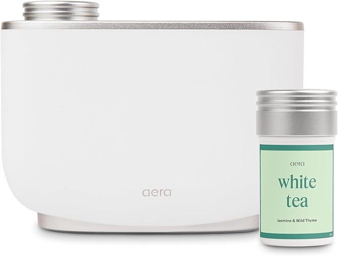 AERA Smart Home Fragrance Diffuser and White Tea Scent Refill Bundle - Alexa Compatible, Hypoallergenic, Family and Pet Safe, App Controlled