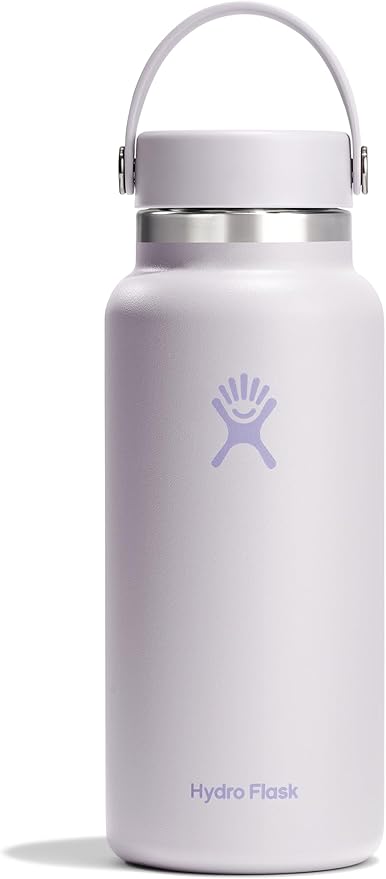 Hydro Flask Water Bottle - Insulated Stainless Steel - Wide Mouth Flex Lid, Non Spill, Leakproof and Refillable in 32 Oz Cloud Pink