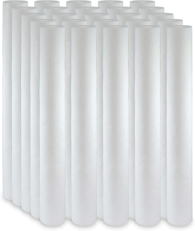 Max Water Slim Blue 5 Micron 20 inch x 2.5 inch Whole House Melt-Blown Polypropylene Sediment Water Filter Replacement Cartridge (Pack of 25)