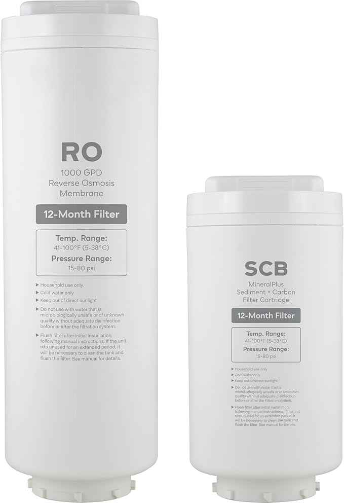 SpiroPure Filter Cartridge Replacement Set for 1000 GPD Tankless RO System with Remineralization One-Year Reverse Osmosis Water Filter Set SP-RO1025