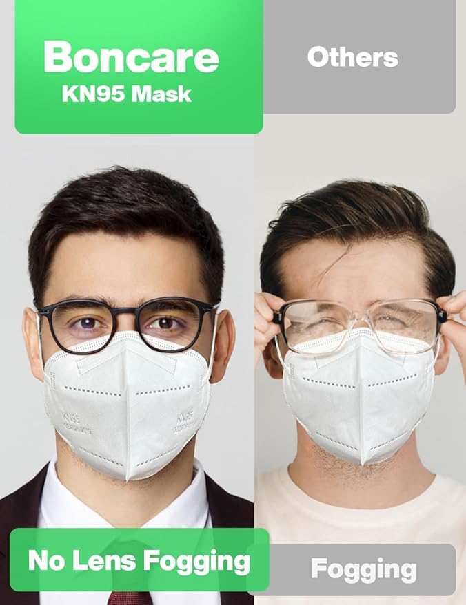 Boncare KN95 Face Mask 30 PCs, 5-Layer Face Mask for Men & Women, Updated Breathable, Comfortable (White) - AquaVibe